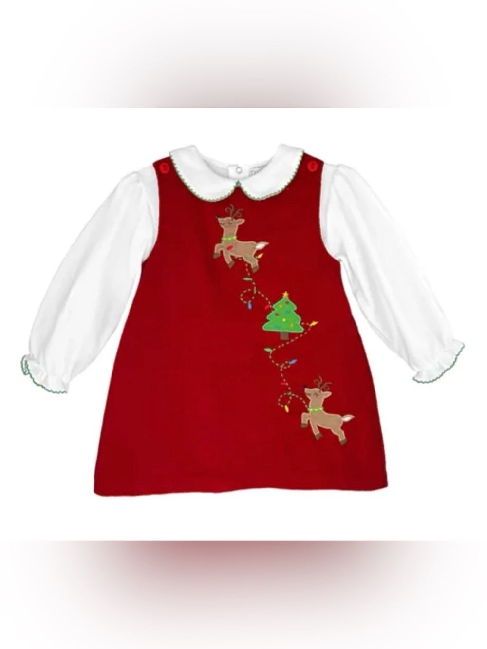 🎄Petite Ami 2T Christmas Corduroy Jumper & Peter Pan Top Holiday Reindeer Set